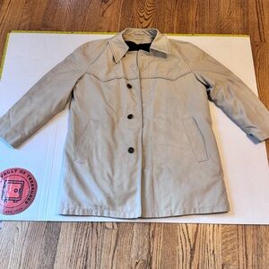 Vintage London Fog Men's Coat sz 40  REG Zip Out Furry Lining Pointed Collar Tan